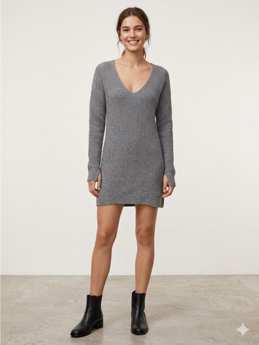 Wilfred Charcoal Long Sleeve Knit Dress